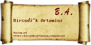 Bircsák Artemisz névjegykártya